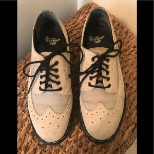 Rare Beige Suede and Linen Dr. Martens Oxfords